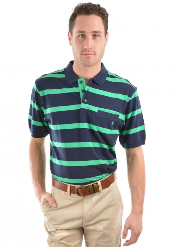 MENS MASON STRIPE 1-POCKET S/S POLO