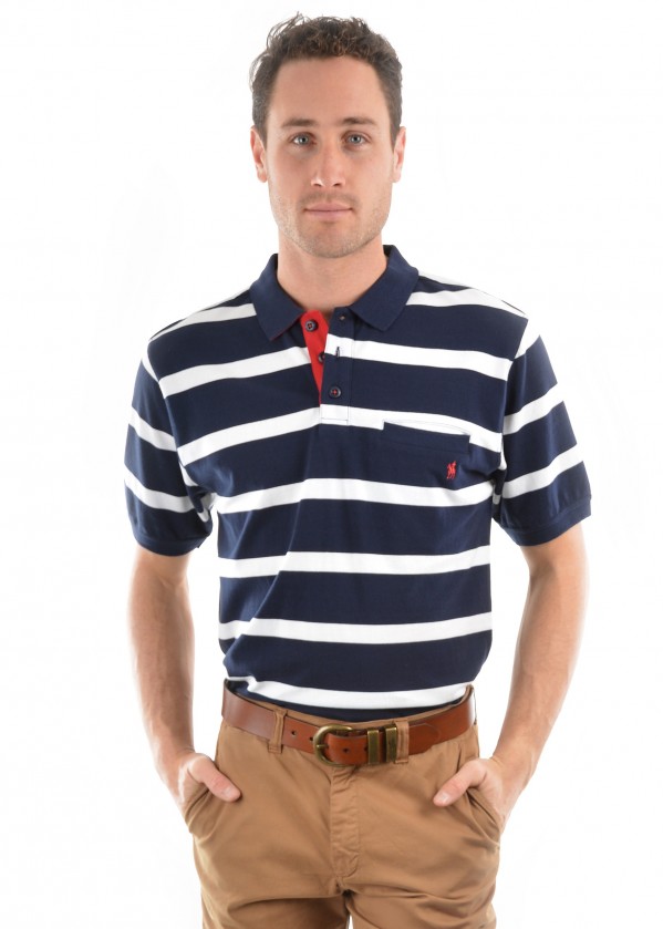 MENS MASON STRIPE 1-POCKET S/S POLO