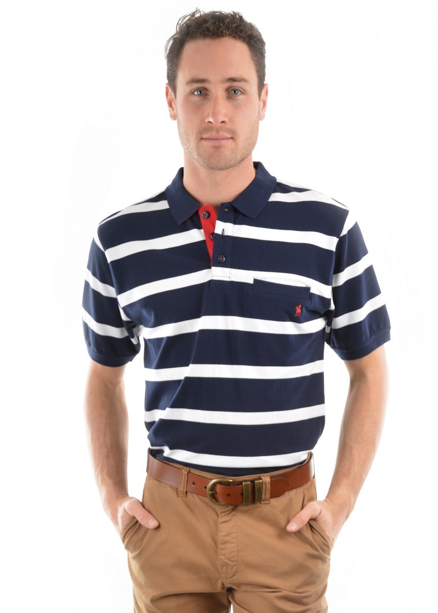 MENS MASON STRIPE 1-POCKET S/S POLO