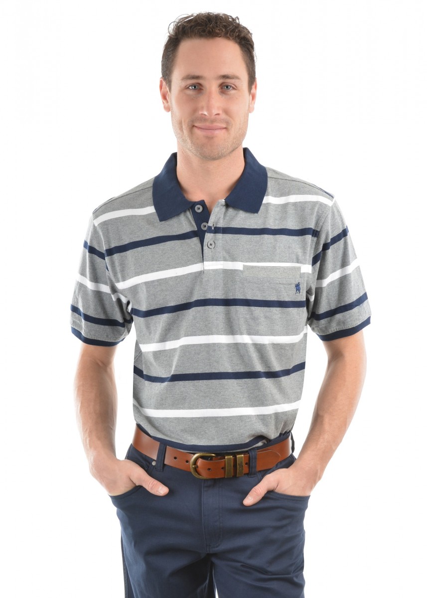 MENS PATRICK STRIPE 1-POCKETS S/S POLO