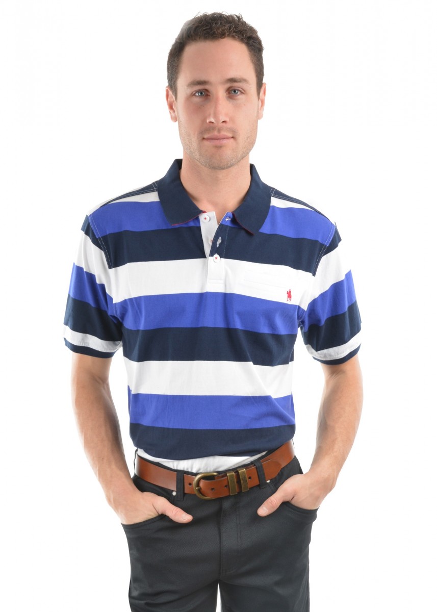 MENS DECLAN STRIPE 1-POCKET S/S POLO
