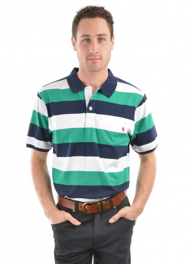 MENS DECLAN STRIPE 1-POCKET S/S POLO