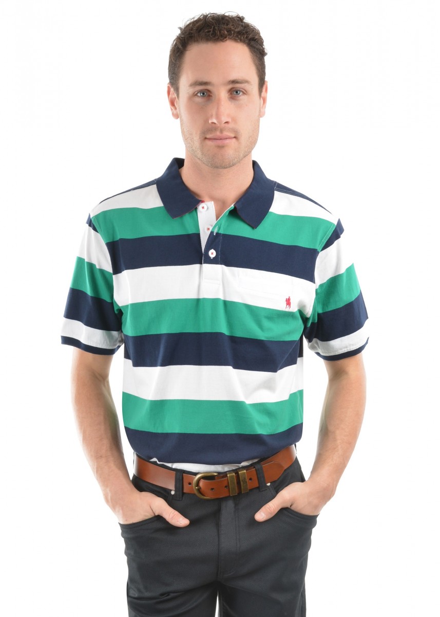 MENS DECLAN STRIPE 1-POCKET S/S POLO