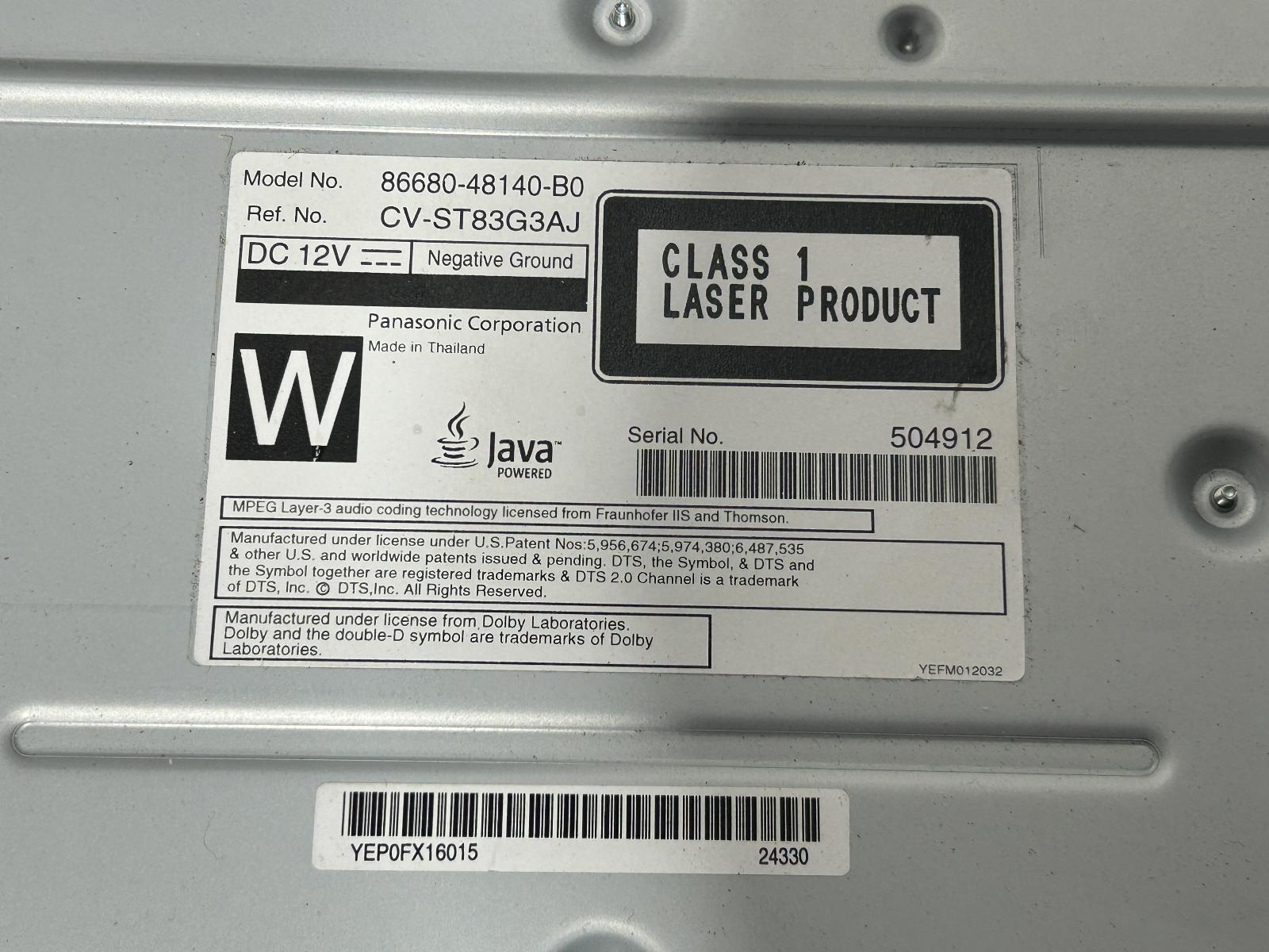 View Auto part Radio/Cd/Dvd/Sat/Tv Toyota Kluger 2015