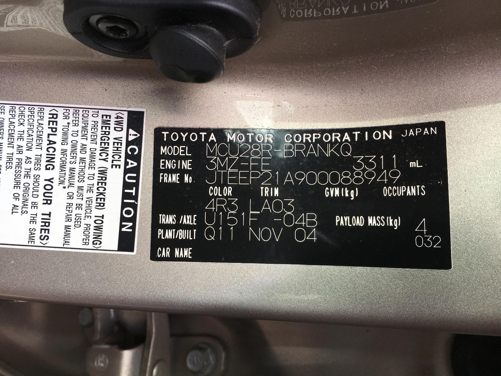 View Auto part Roof Rack/Bars Toyota Kluger 2004