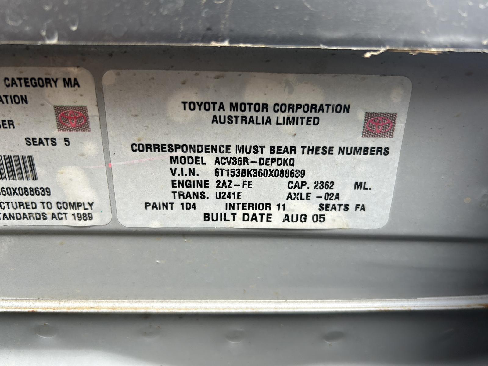 View Auto part Left Taillight Toyota Camry 2005
