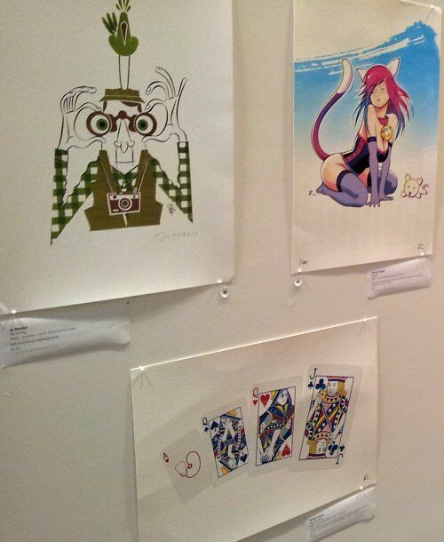 Jo Martin, ‘Twitching’, Rowan Dodds, ‘Catgirl’ and ‘Playing Cards’.