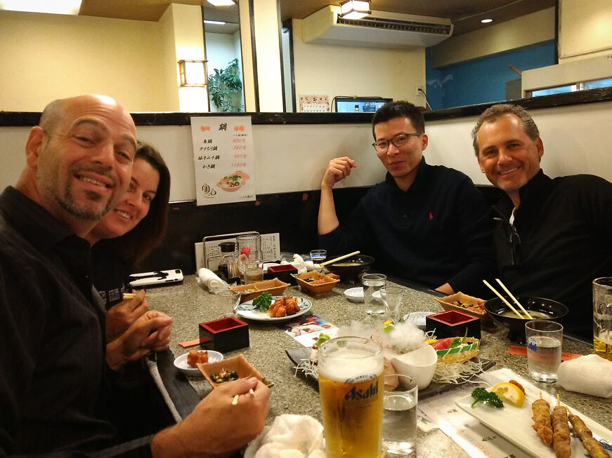 First Meal in Japan! (L-R Saul, Alex, Shawn, Dan)