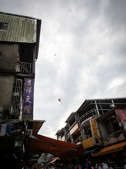 Sky lanterns floating their luck up to the heavens...