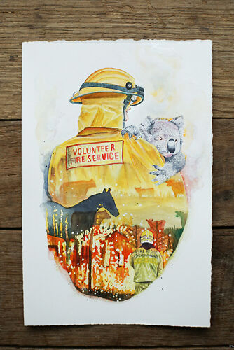 "Our Heroes in Yellow" original artwork by Amrit Murti Illustration