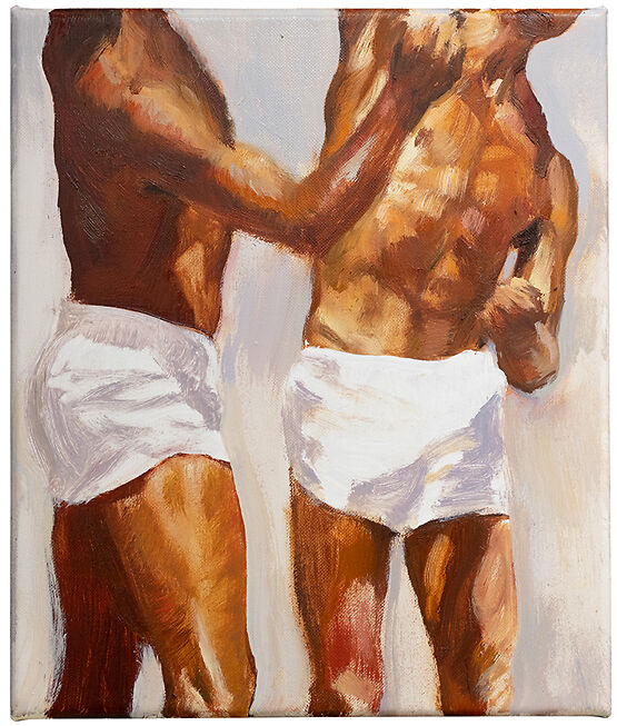 Archer Davies, Double Torso, oil on linen, 23cm x 27cm, 2024