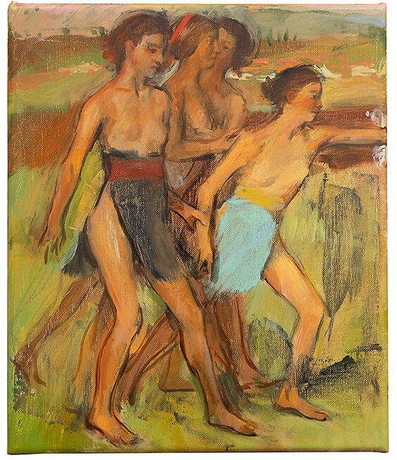 Archer Davies, The Young Spartans II, oil on linen, 23cm x 27cm, 2024