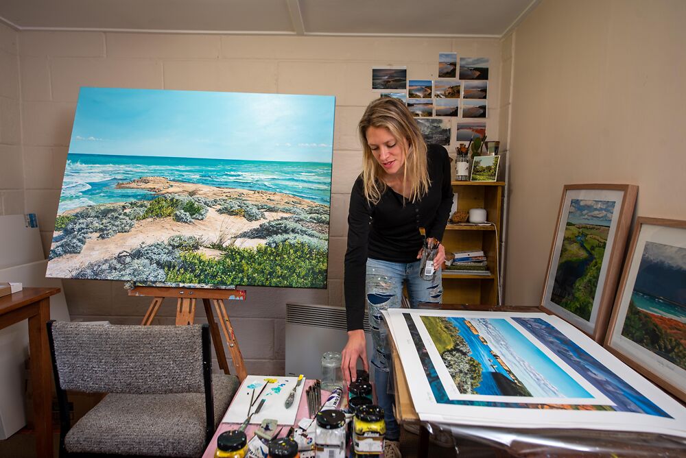 Caroline in the studio