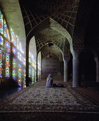 A young woman taking in the aura of the Pink Mosque, Shiraz.