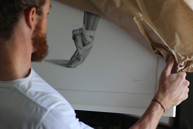 Kris Hartas Framed Ballet Dancer Unwrapping