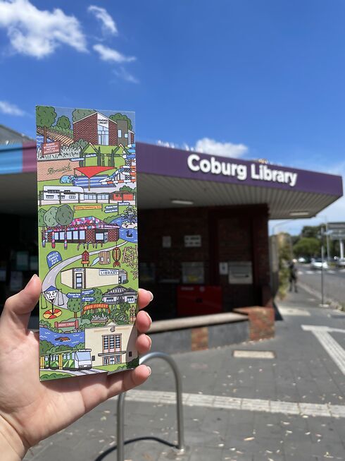 Laura's Coburg artwork on a collectible bookmark