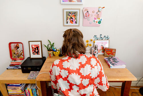 Artist Lynn Bremner at work in the studio