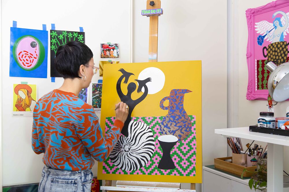 Nathalia in the studio