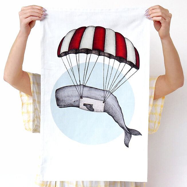 Parachute Whale Tea Towel