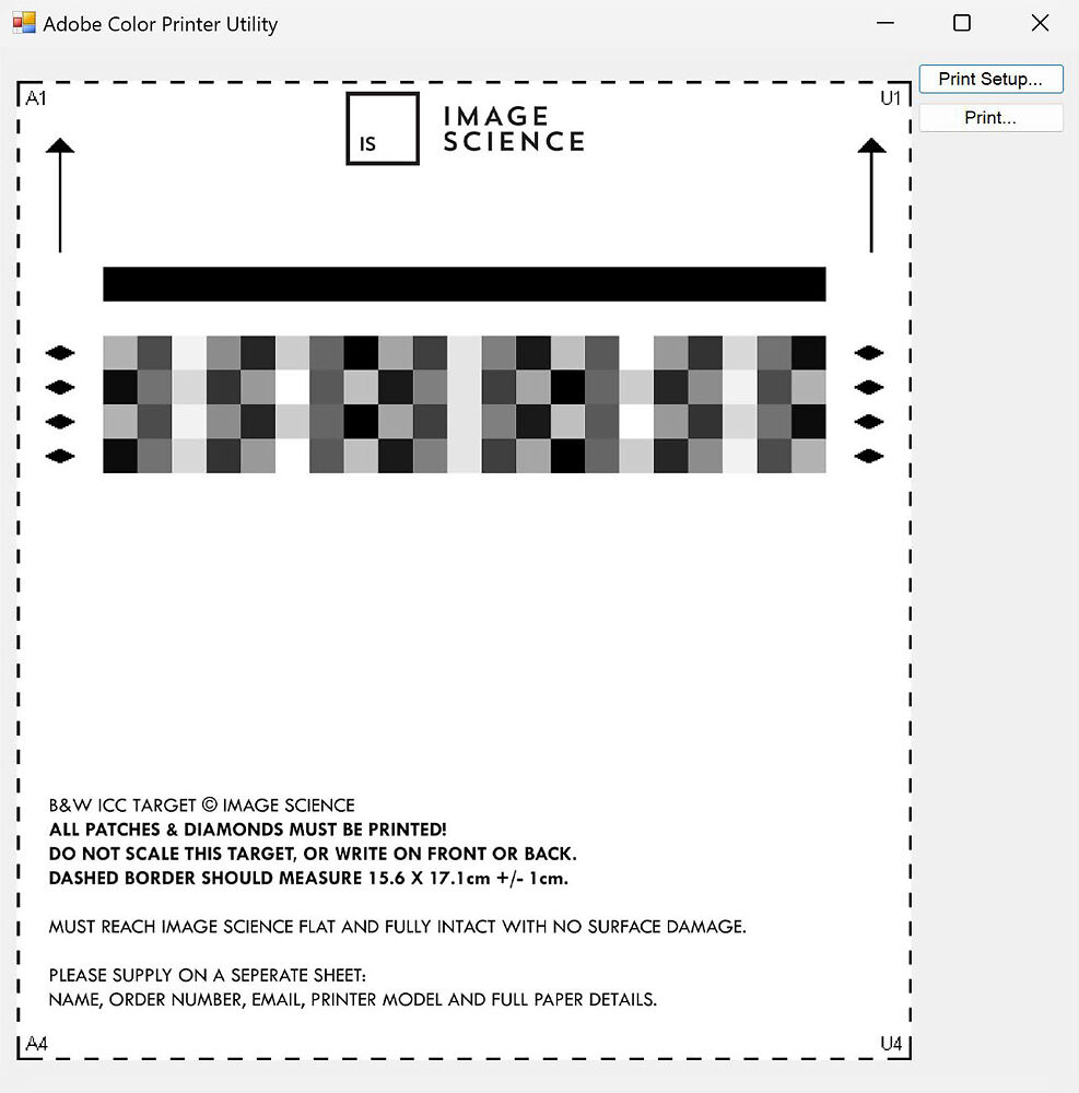 Printing Black & White Targets on PC using ACPU Image Science