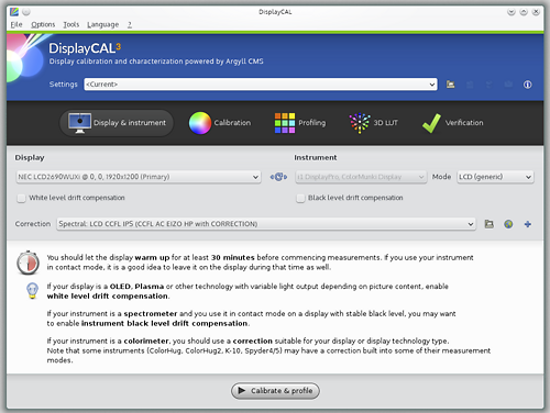 Screenshot from DisplayCAL