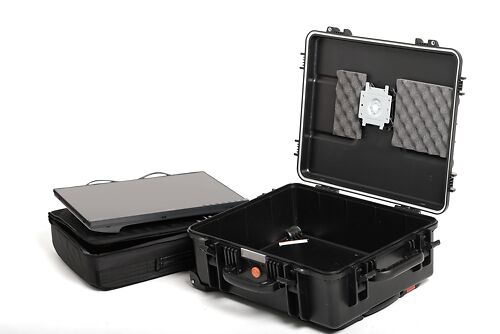 Hard Case, showing the nifty monitor mount