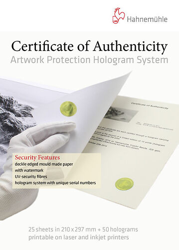 Hahnemuhle Certificate Of Authenticity A4