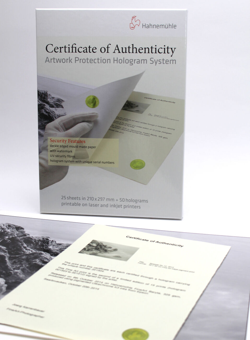 Hahnemühle 10640397 Digital FineArt Cerificate of Authenticity met 50 hologrammen in een doos, A4, 25 vellen, 210 x 297 mm