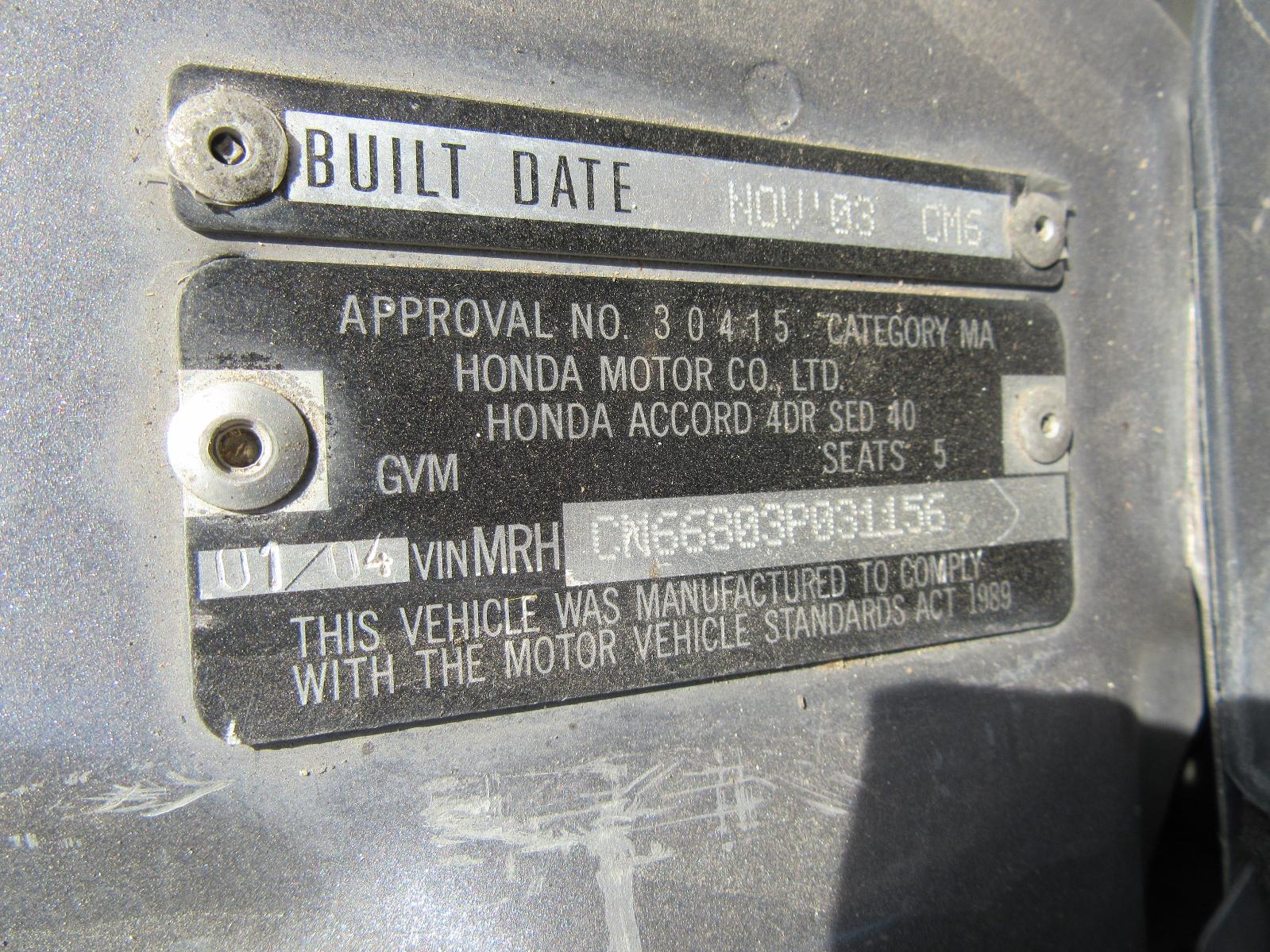 View Auto part Left Taillight Honda Accord 2004