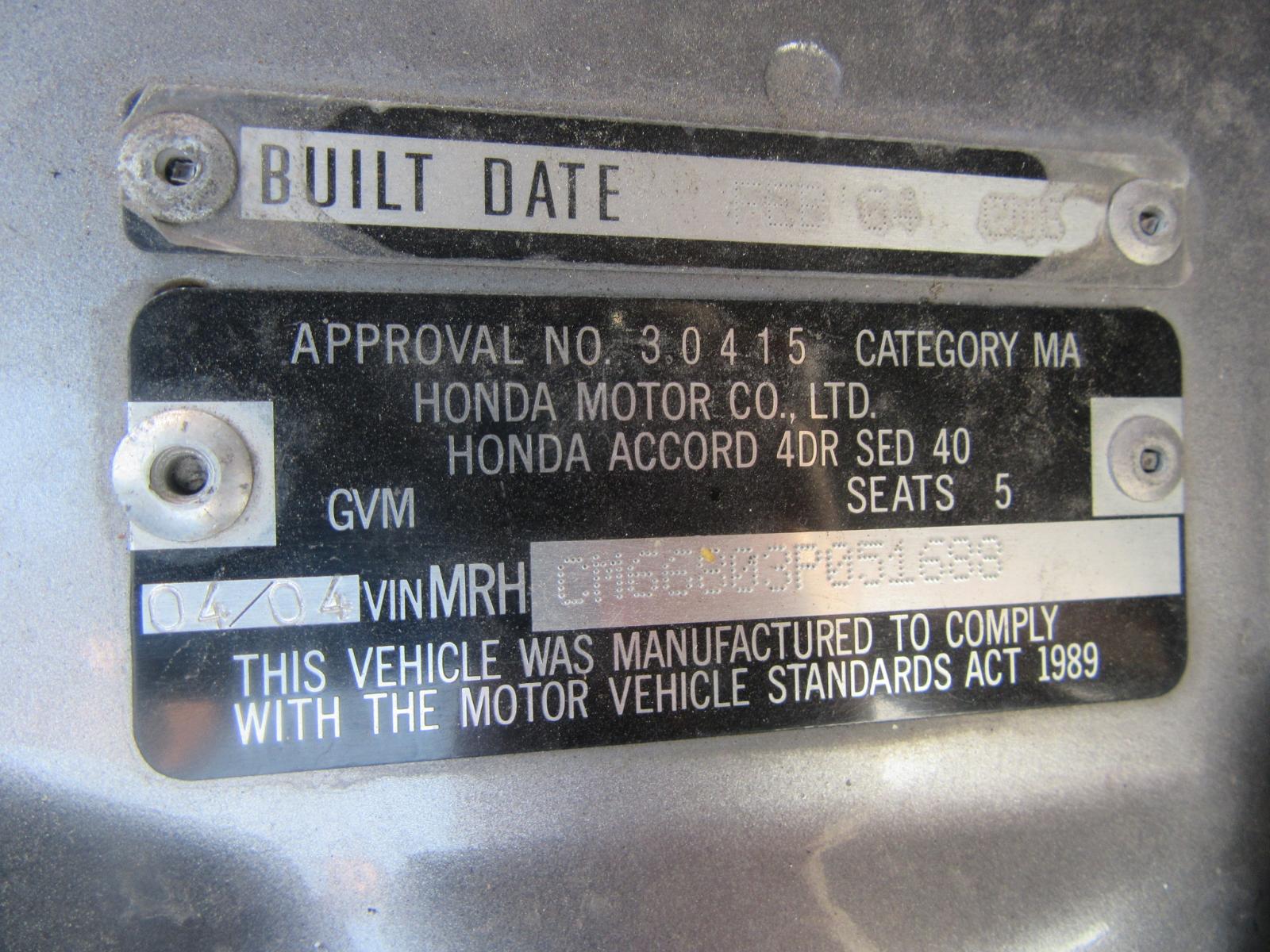 View Auto part Rear Garnish Honda Accord 2004