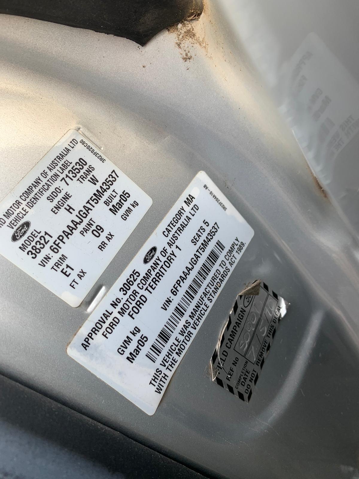 2005 Ford Territory Sunvisor View Auto part Sunvisor Ford Territory 2005