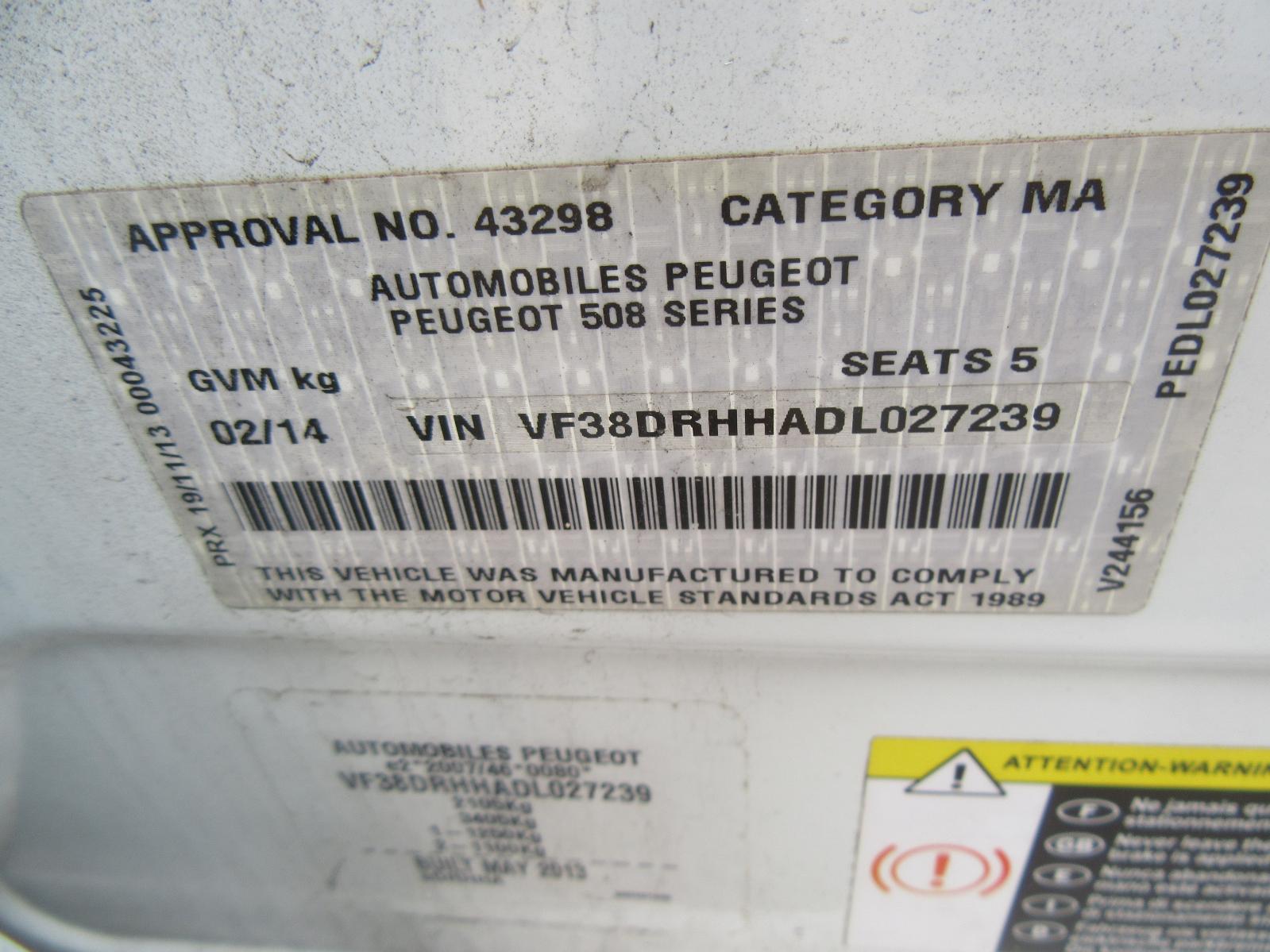 View Auto part Sunvisor Peugeot 508 2014
