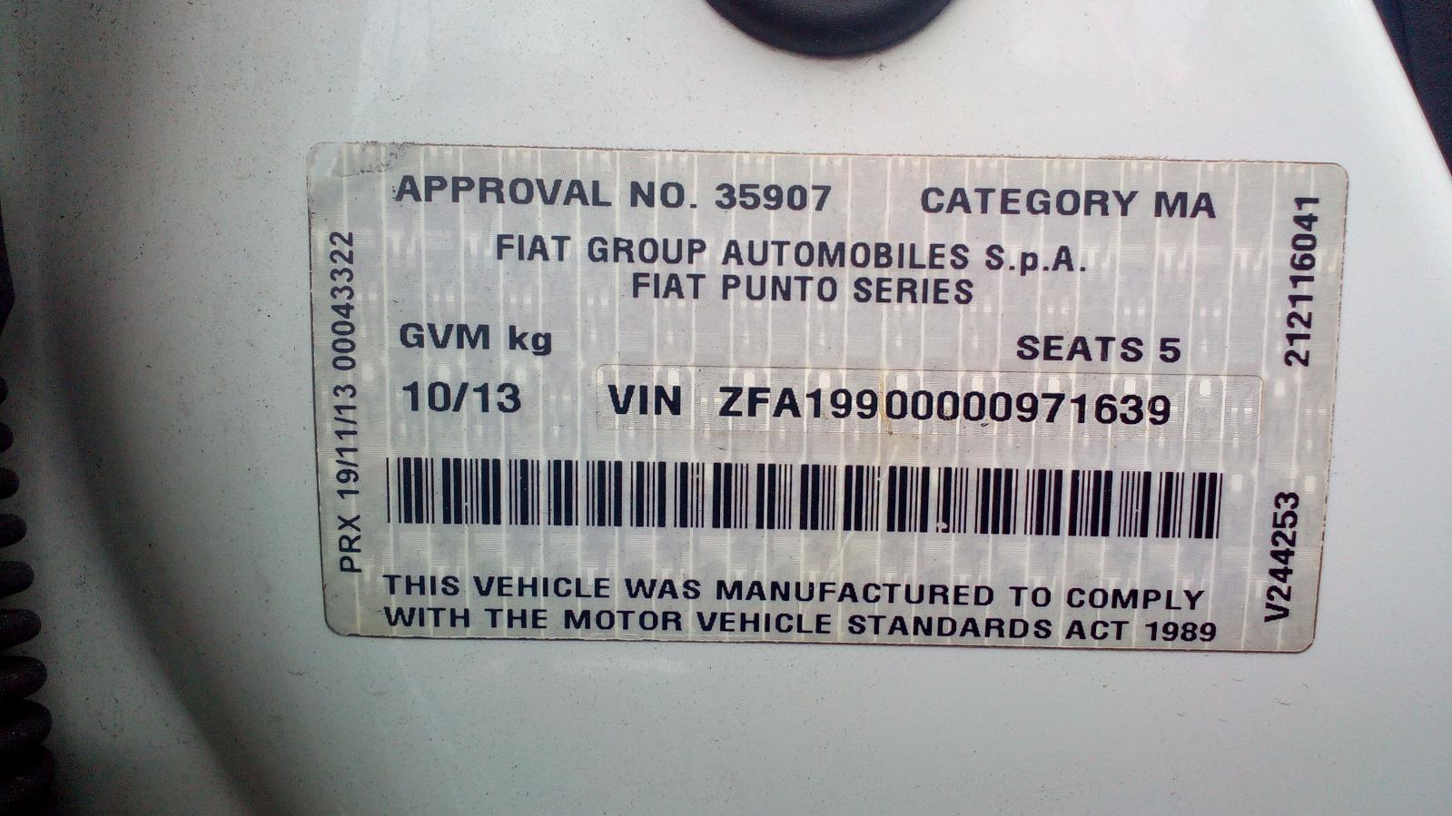 2014 Fiat Punto A/C Compressor View Auto part A/C Compressor Fiat Punto 2014