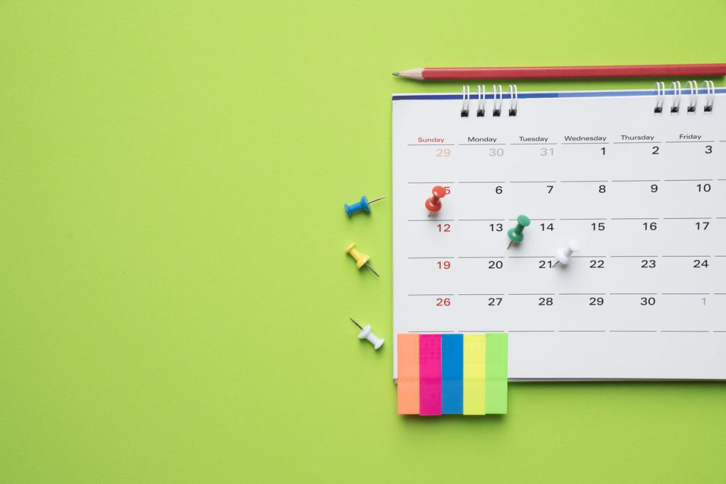 Green calendar create a study plan