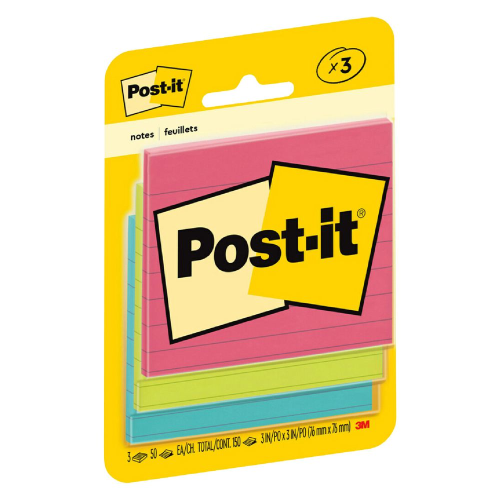 Post-it Lined Notes 76 x 76mm Capetown 3 Pack