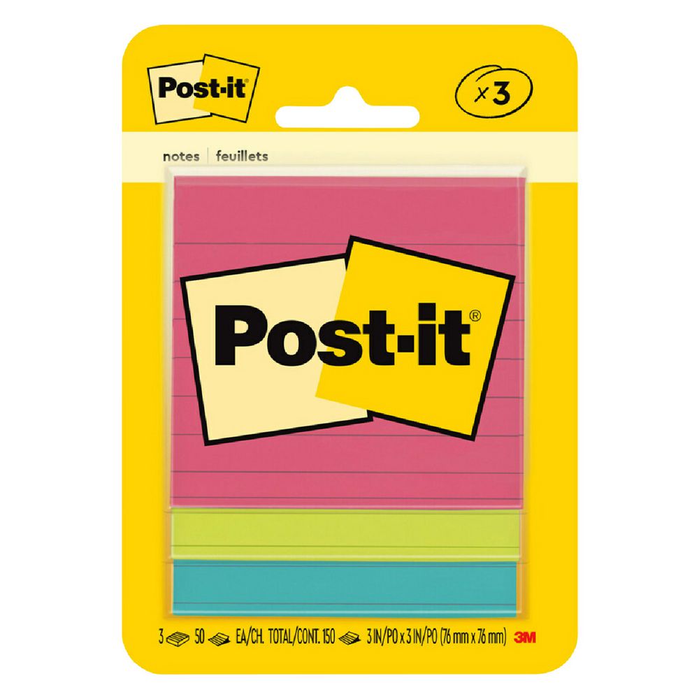 Post-it Lined Notes 76 x 76mm Capetown 3 Pack