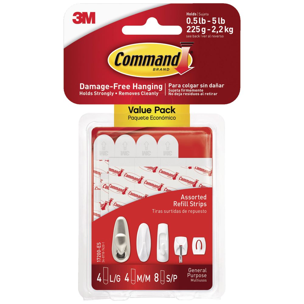 Command Refill Strips Assorted Sizes 16 Pack