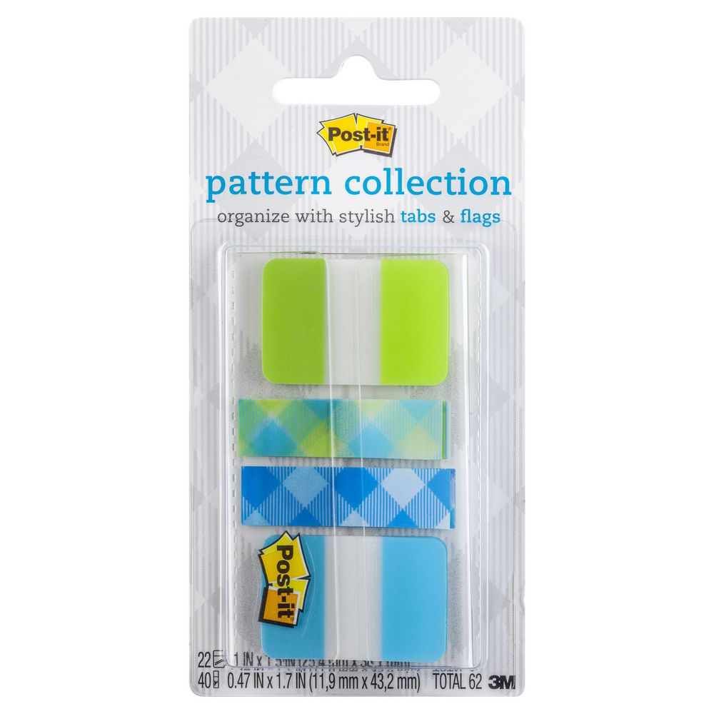 Post-it Pattern Collection Tabs and Flags Blue 4 Pack
