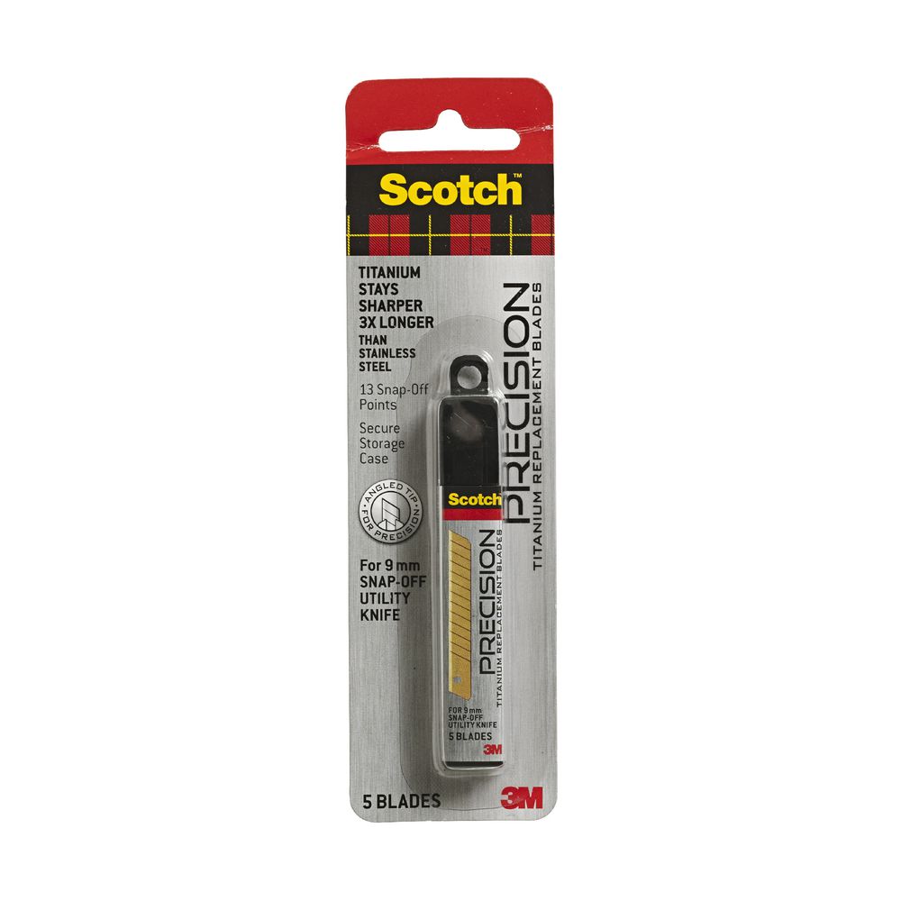 Scotch Titanium Utility Knife 9mm Refill Blades 5 Pack Officeworks