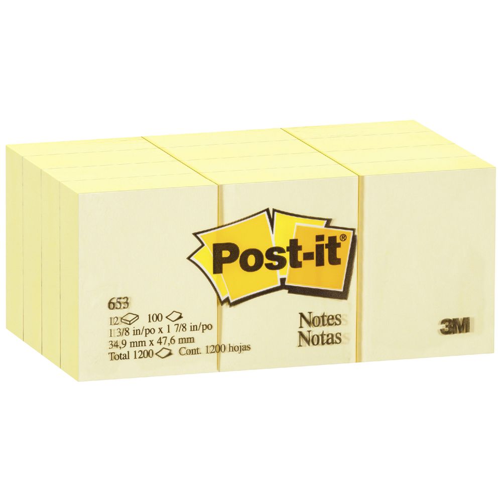 Post-it Notes 35 x 48mm Yellow 12 Pack