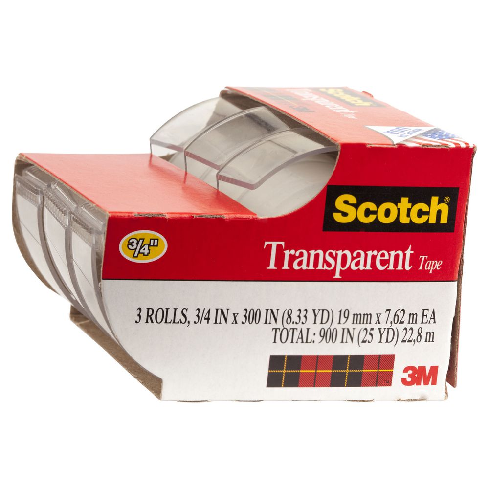 Scotch 600 Transparent Adhesive Tape Dispenser 3 Pack Officeworks