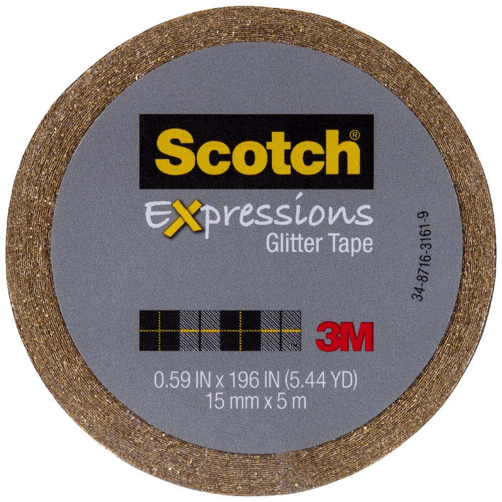 Scotch Expressions Glitter Tape 15mm x 5m Gold
