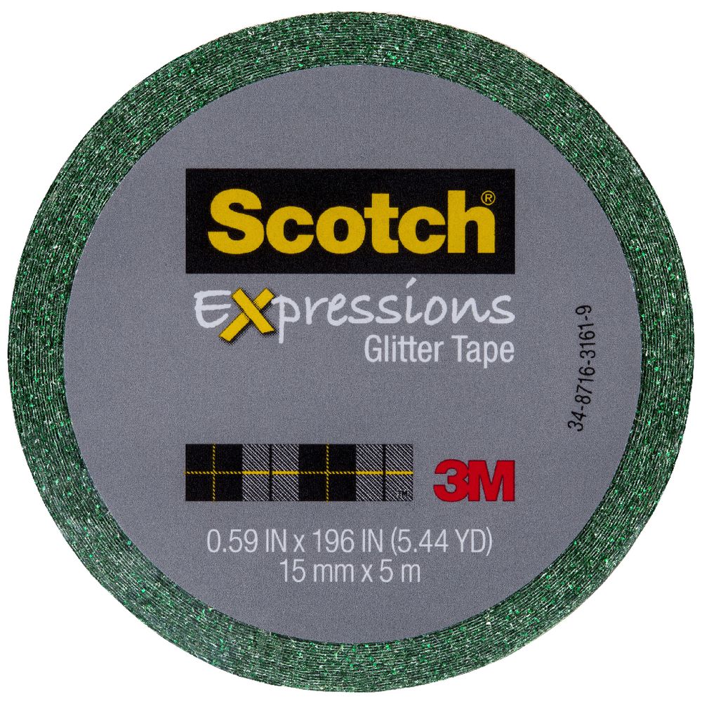 Scotch Expressions Glitter Tape 15mm x 5m Green