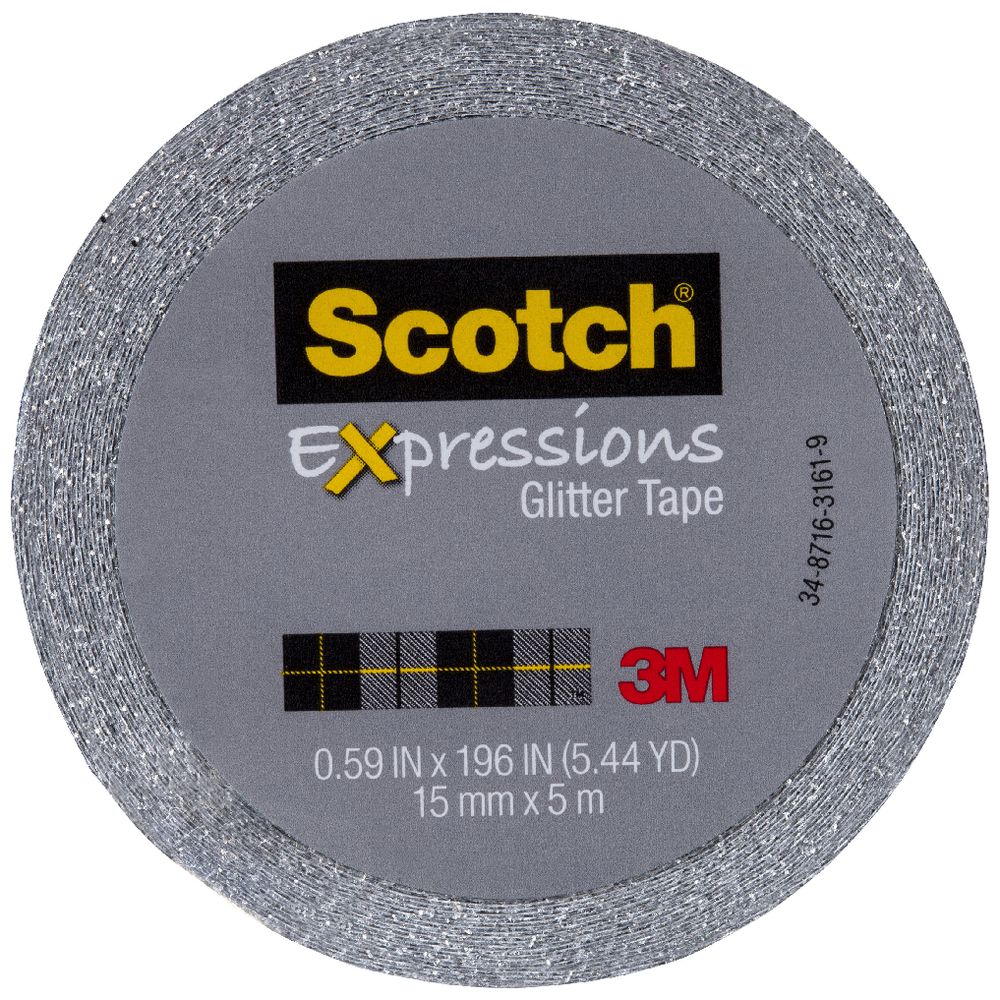 Scotch Expressions Glitter Tape 15mm x 5m Silver