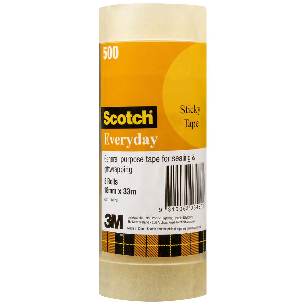 Scotch 500 Everyday Adhesive Tape 18mm x 33m 8 Pack