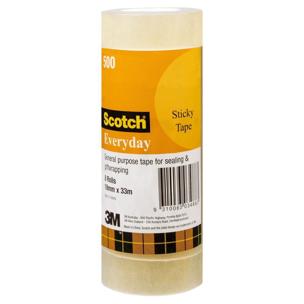 Scotch 500 Everyday Adhesive Tape 18mm x 33m 8 Pack