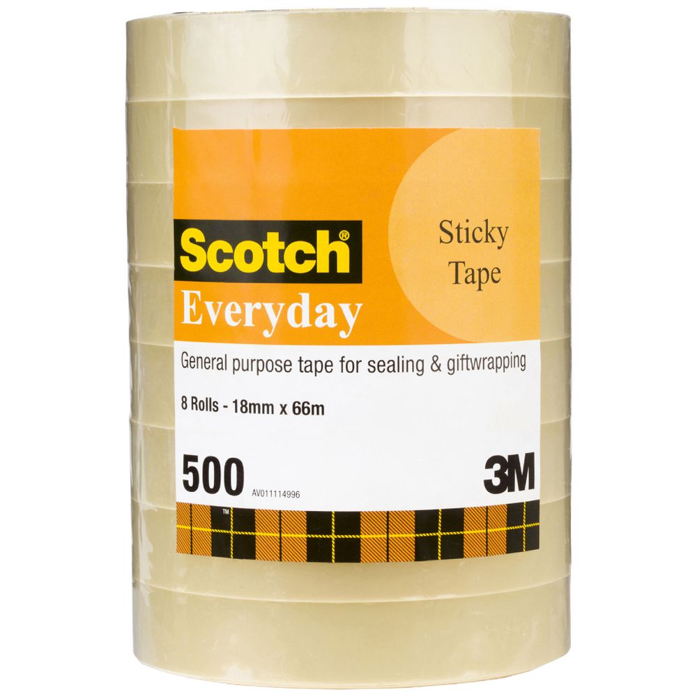 Scotch Everyday 500 Adhesive Tape 18mm x 66m 8 Pack