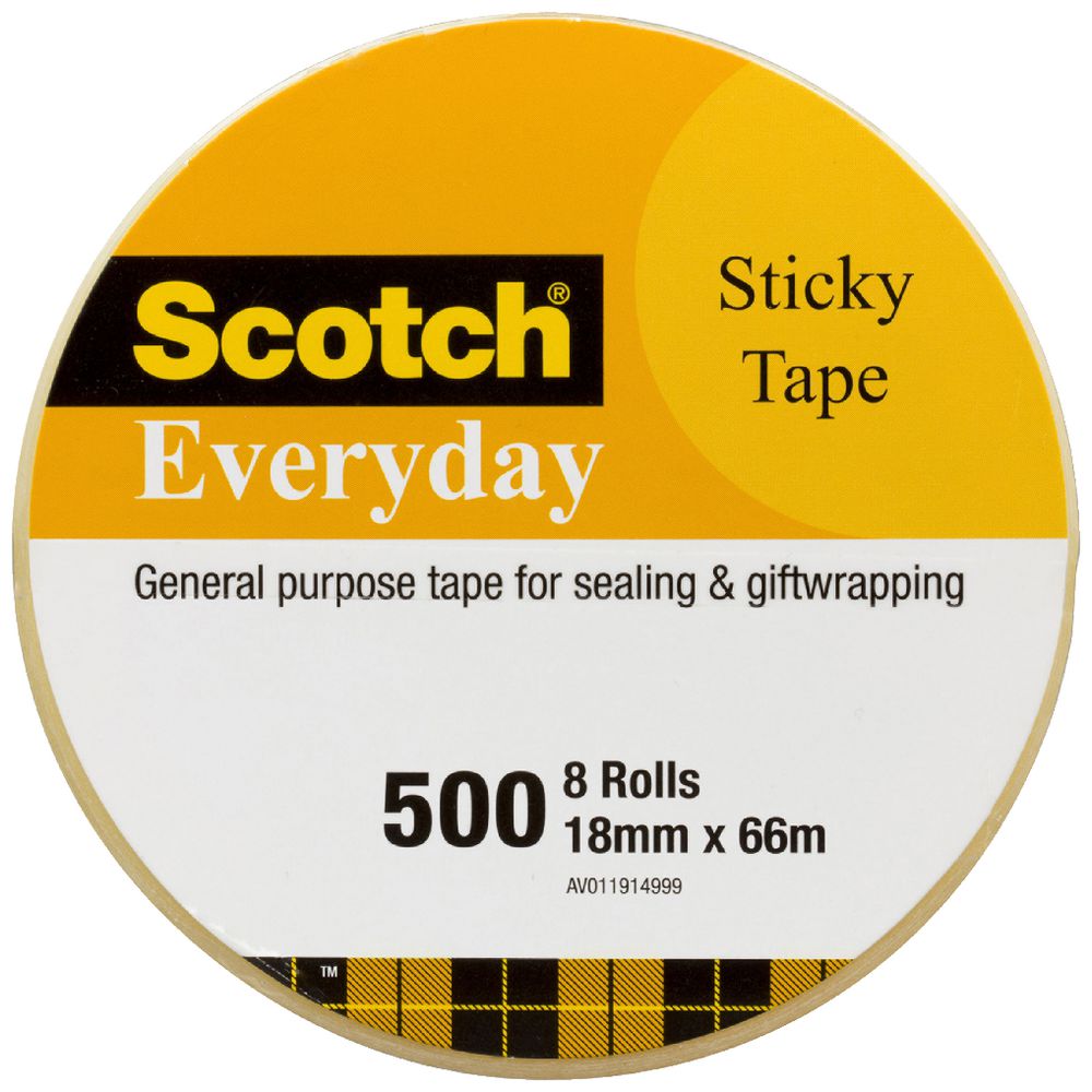 Scotch Everyday 500 Adhesive Tape 18mm x 66m 8 Pack