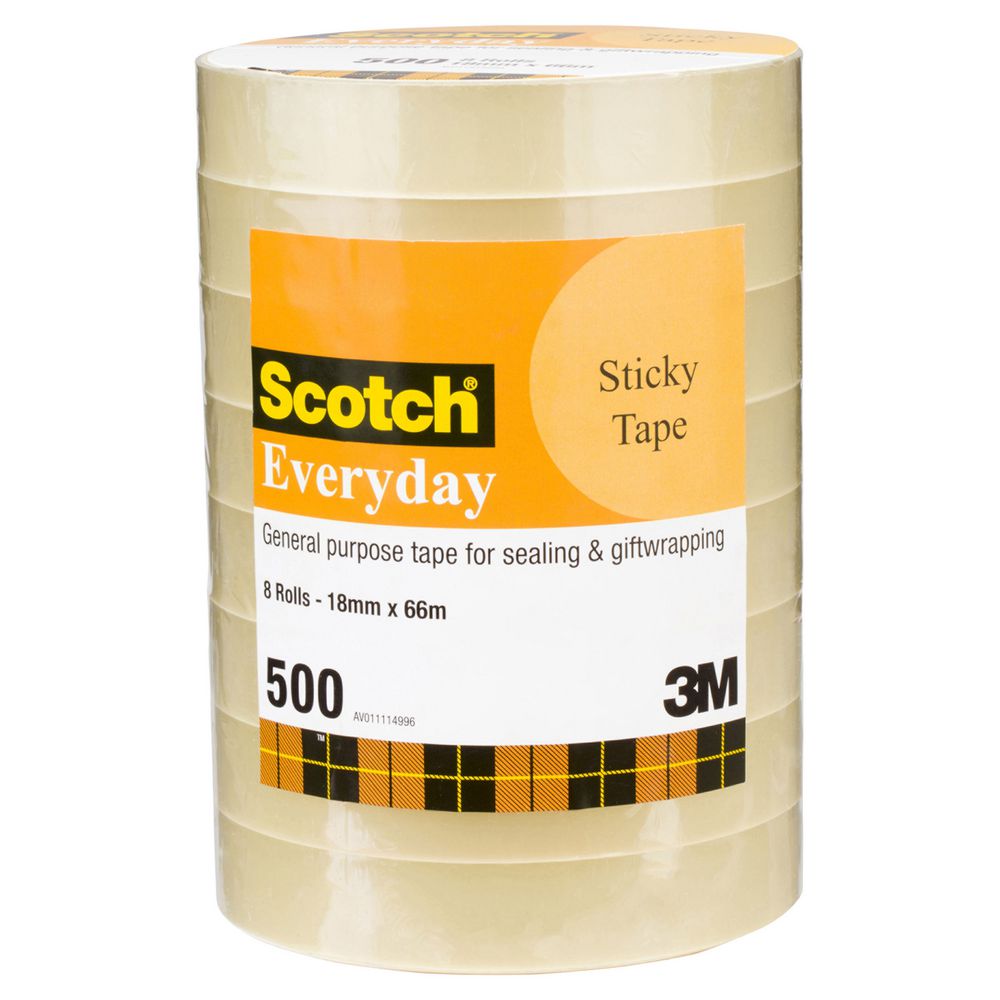 Scotch Everyday 500 Adhesive Tape 18mm x 66m 8 Pack
