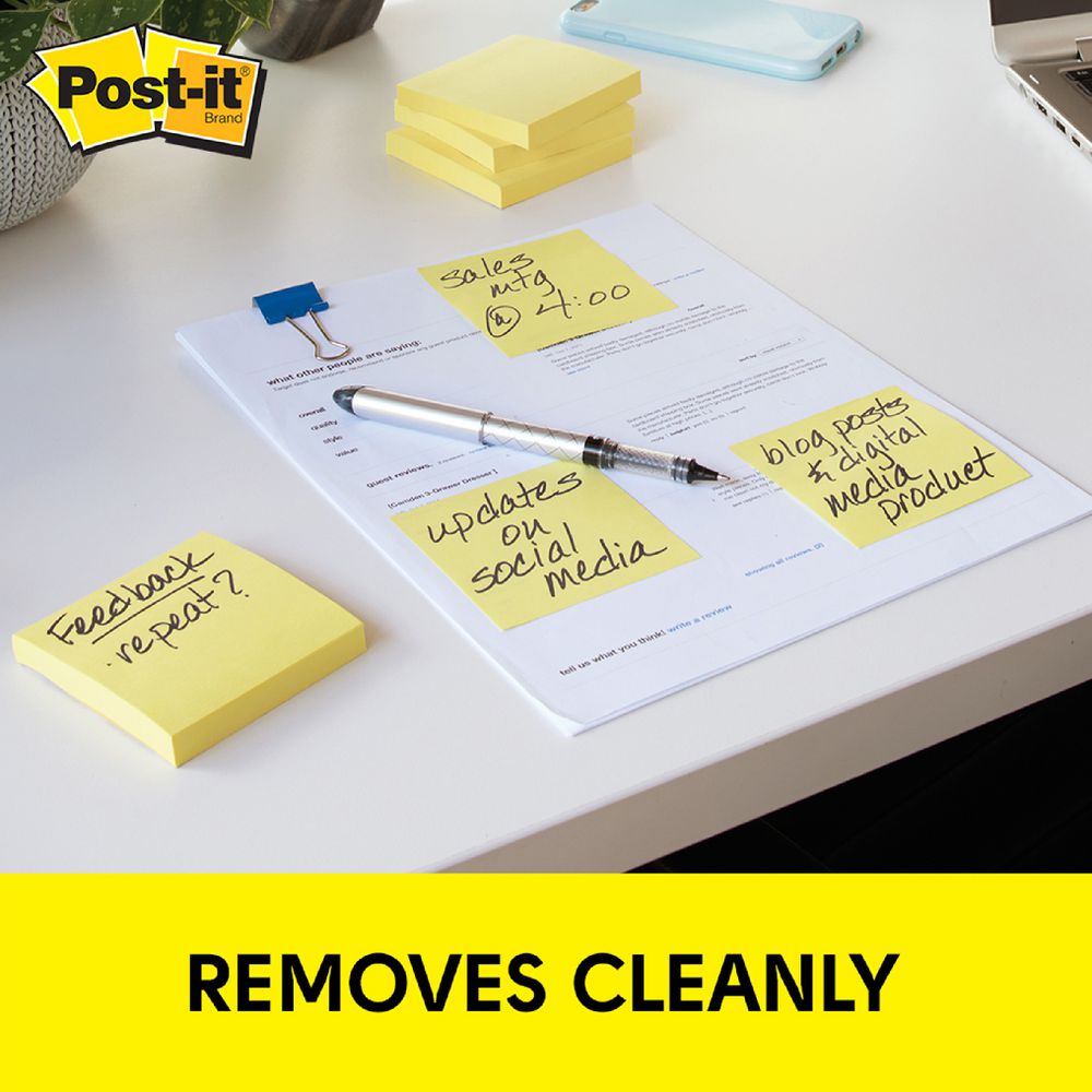 Post-it Notes 76 x 76mm Cabinet Pack Yellow 18 Pack